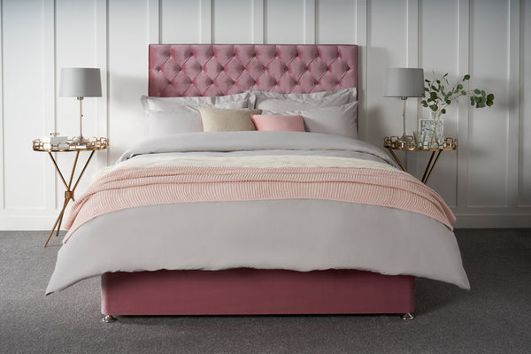 Small double pink on sale ottoman bed