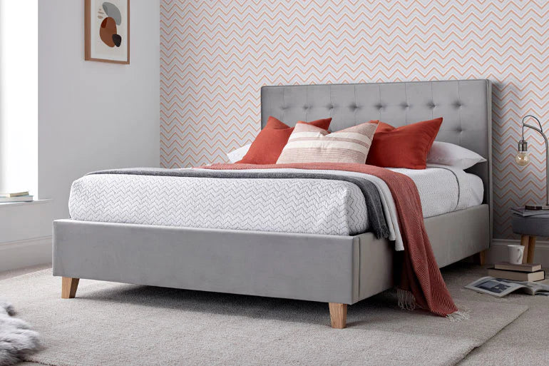 modern grey fabric bed available as a 4ft bed