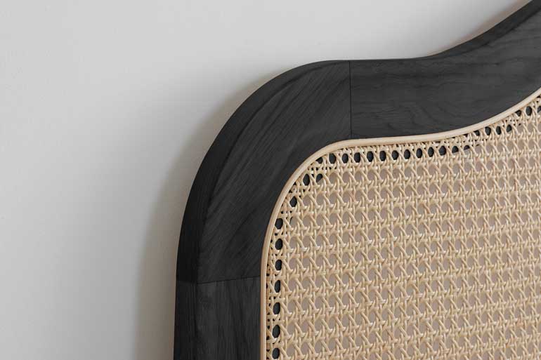 Black rattan online headboard king