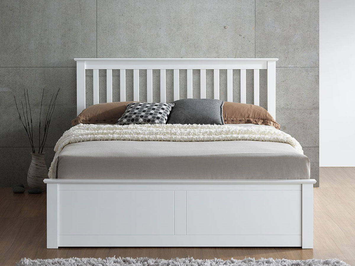 Malmo White Wooden Ottoman Bed