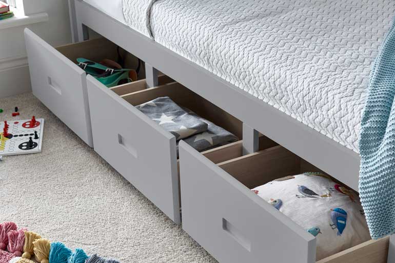 Quest Grey Wooden 3 Drawer Bed