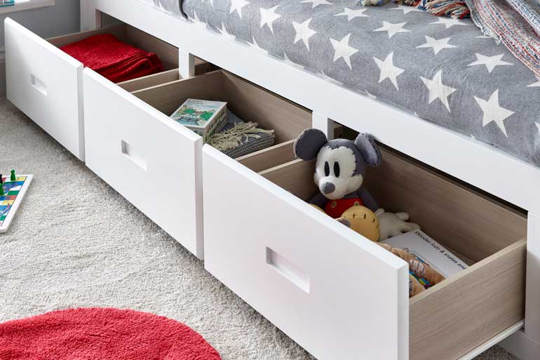 Quest White Wooden 3 Drawer Bed