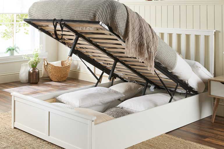 Essential Wooden Ottoman Bed in White