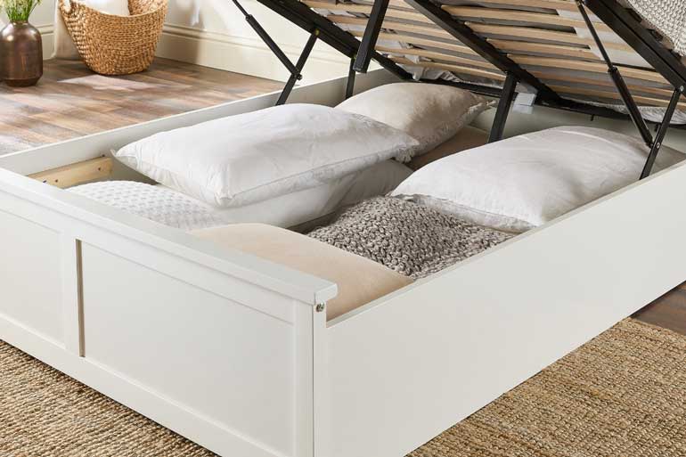 Essential Wooden Ottoman Bed in White