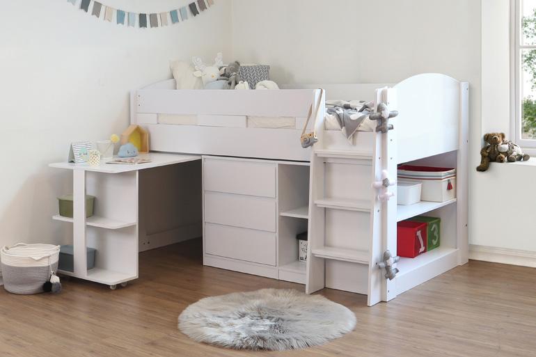 Billie Mid Sleeper in White - Beds on Legs Ltd