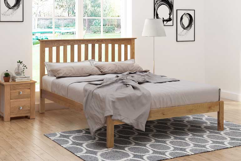 Flintshire Gladstone Bed In Solid Oak - Beds On Legs