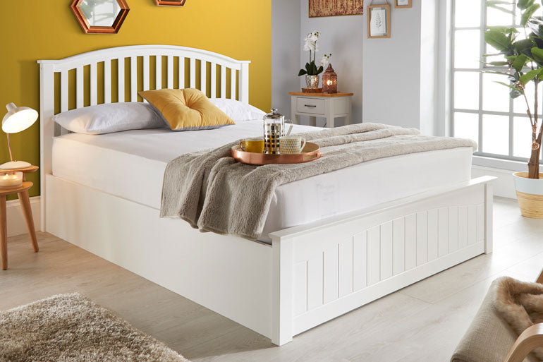 White Wooden Ottoman Bed