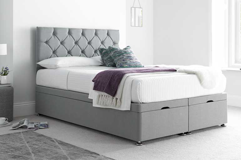 Divan | Ottoman Bed with Mini Button Headboard - Beds on Legs