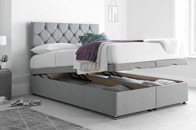 Divan | Ottoman Bed with Mini Button Headboard - Beds on Legs