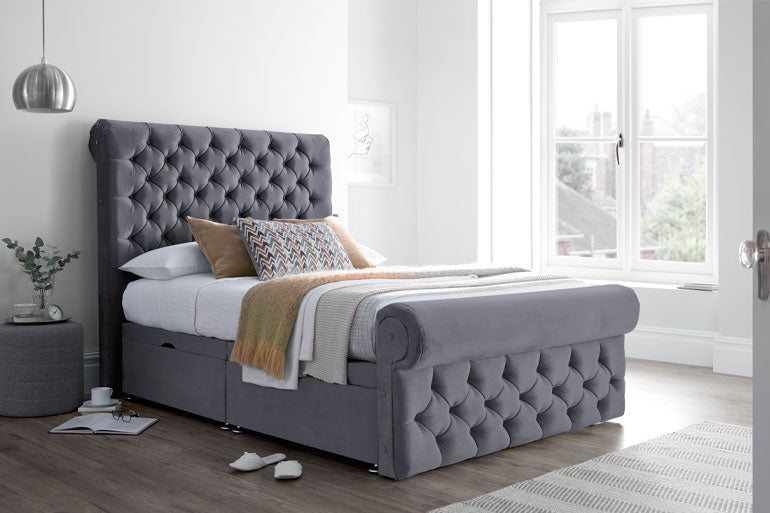 Storage | Ottoman Bed with Palermo Headboard & High Foot End - Beds on Legs