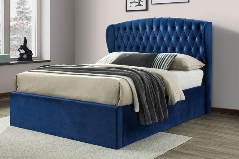 Winged velvet store bed